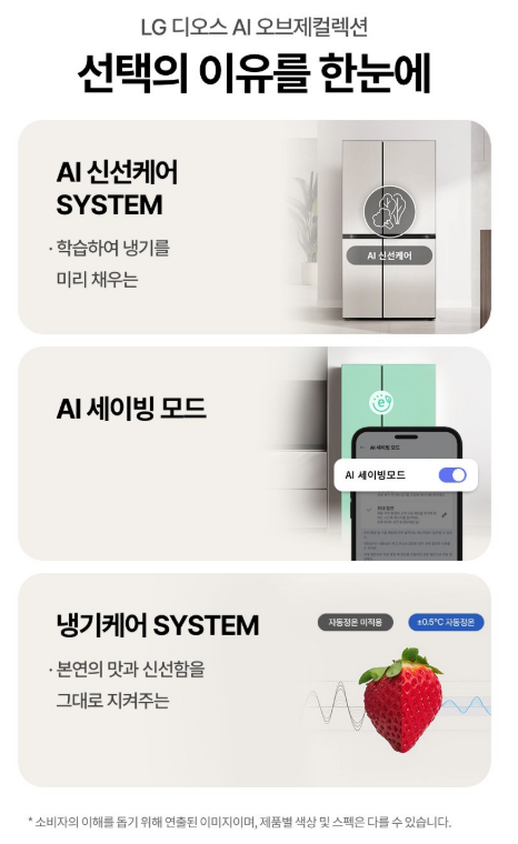 LG전자 디오스 AI 오브제컬렉션 2도어 832L 양문형 냉장고 S836MEE012 이미지 3